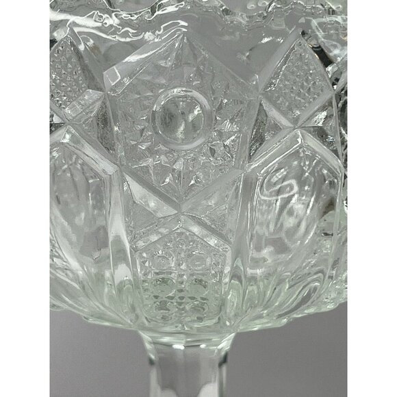 McKee Quintec Glass Compote Bowl Pedestal Clear Early American Pressed - Picture 3 of 6